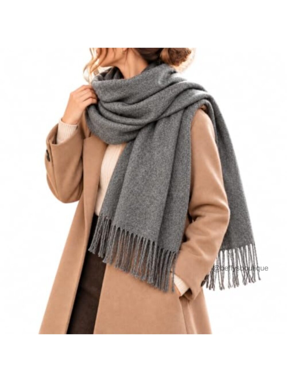 Plaid Scarf Thick Shawl Wrap Neck Scarf Tassel Soft Warm Fall Winter